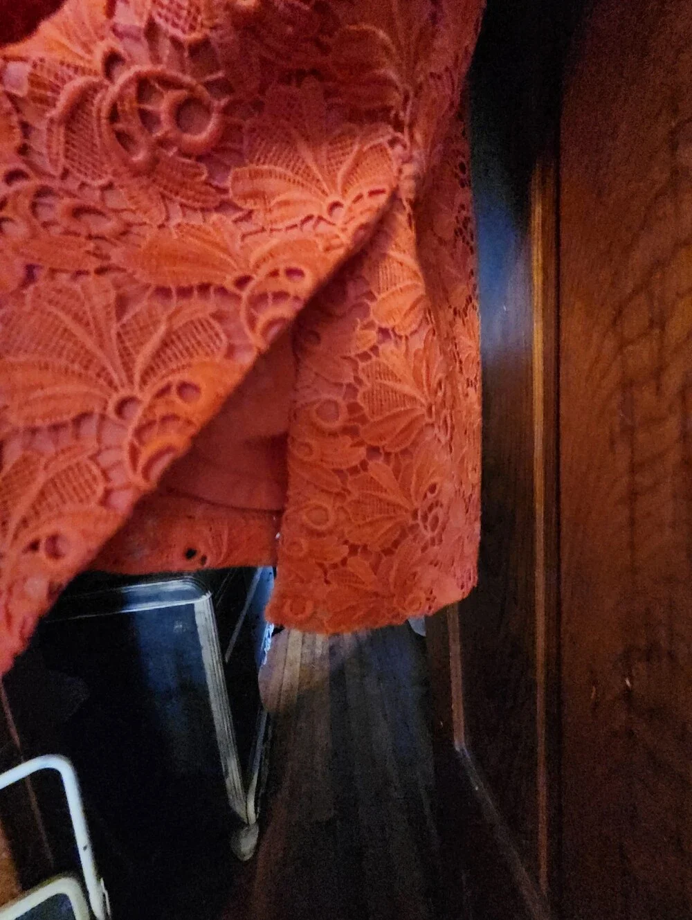 Ann Taylor Coral Orange Lace Aline Skirt